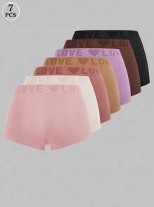 Snug Zone Bộ 7 quần lót liền mạch cho nữ, họa tiết tình yêu lãng mạn nhiều màu, bộ đồ lót thoáng khí thoải mái - Nhiều màu - Xem 4