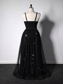 Viva Relle Damen Große Größen symmetrisches Blumen Große Größen Swing Trägerkleid - Schwarz - Übersicht 4