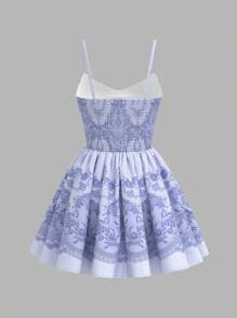 Sweetina Váy mini hở vai in họa tiết spaghetti cho nữ ngày 4 tháng 7 - Màu xanh lam - Xem 2