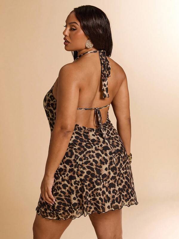 SHEIN BAE Plus Size Women Summer Leopard Print Asymmetric Camisole Dress, Elegant And Sexy Dress Suitable For Daily Commute, Vacation, Summer Holiday, Young & Fashionable Dress, Y2K Baddie Dress, Beach Holiday Dress, Graduation Dress, Birthday Dress, Party Dress,Floral Dress,Sexy Dresses For Women,Tea Party Dress,Flowy Dress,Mesh Dress,Graduation Dress,Summer Dresses For Women