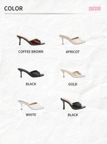 CUCCOO BIZCHIC Women Solid Color Open Toe High Heel Sandals, Graduation Heel, Prom Heels For Summer Elegant Basics Business Casual Business Chic Spring Shoes Spring Break Easter For Christmas Spring Shoes Summer Shoes - Apricot - View 11