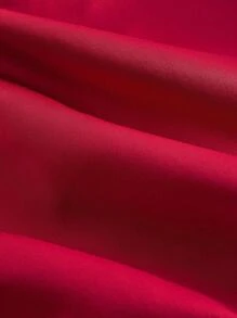 SHEIN MOD Váy ngắn bó sát bằng vải satin có nơ trang trí, kiểu Bandeau - Màu Đỏ Sâu - Xem 5