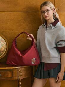 HARRY POTTER X SHEIN Fashion Casual Gryffindor School Embroidered Shoulder Bag - Red - View 4