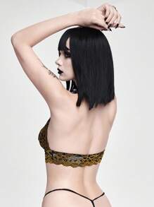 ROMWE Fairycore Soutien-gorge sans fil à décolleté ras-du-cou en dentelle sexy de fée