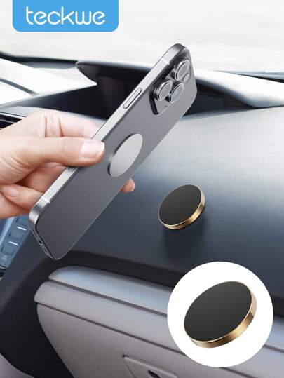 Teckwe 迷你磁性手机支架，汽车多功能手机导航支架，汽车仪表盘支架，兼容 、Android 手机，汽车配件，汽车配件，生日、家人、朋友礼物，金色