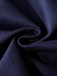 Sweat-shirt-shirt ample en tricot avec nœud pour préadolescentes, décontracté et confortable pour le printemps/automne, style de rue, vacances - Bleu marine - Voir 10