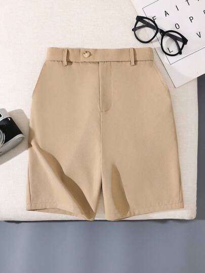 Tween Boy 白色休闲松紧腰短裤，适合夏季外出、度假、婚礼、节日，百搭百搭