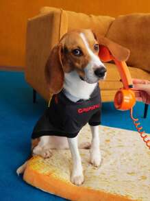 GARFIELD | SHEIN 1 chiếc áo nỉ trùm đầu in hình chú chó, quần áo cho mèo, quần áo cho chó, kích cỡ XXS-XXXXL, cực nhỏ, cực lớn - màu đen - Xem 9