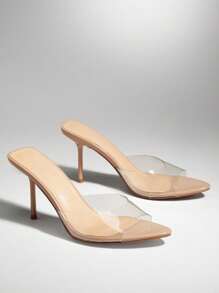 SHUZIA Fashionable Women's Clear Nude Transparent Pointed Toe Stiletto High Heel Summer Spring Fashion Party Dance Vacation Shoe For Christmas