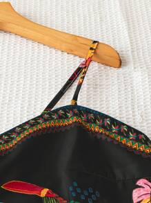 Flirla 2件套加大码女式数码动物印花吊带背心和短裤