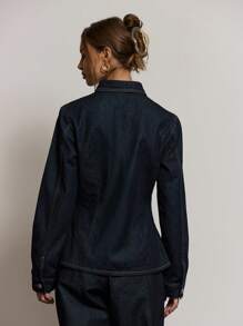 MUSERA 修身长袖翻领牛仔外套，夏季度假休闲可爱优雅酷女孩办公室上衣，适合女性秋季、冬季、日常穿着，圣诞节时尚百搭。