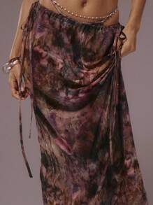 Musera Resort Printed Low Waist Bead Detail Maxi Beach Coverup Skirt Coord Bottoms Only Summer Ibiza Fits Holiday Vacation Sexy Beach Romantic Elegant Boho Swim Amethyst Resort - Multicolor - View 5