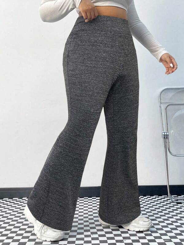 SHEIN EZwear Pantaloni evazați negri cu talie înaltă Plus