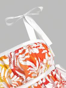 SHEIN MOD Plus Size Vacation Element Print Bowknot Cami Top.Beach Top - Multicolor - View 4