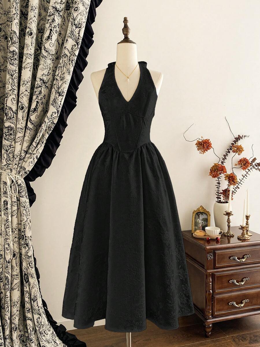 Vintamour 复古优雅女式连衣裙 提花吊带领蝴蝶结 假日 女士夏季服装 女士夏季连衣裙 舞会礼服 白色连衣裙 女士复活节连衣裙 女士白色连衣裙 女士春季服装 女士春季连衣裙 夏季服装 女士度假服装 婚礼宾客礼服 女士度假服装 女士连衣裙 夏季防晒裙 女士正式连衣裙 优雅束腰 毕业礼服 生日礼服 - 黑色 - 查看 1