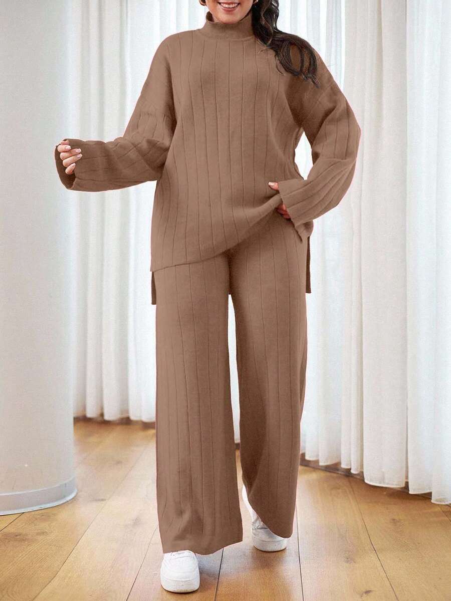 EURMUSE SUÉTER CASUAL DE CUELLO ALTO TALLA PLUS - Camel - Ver 1