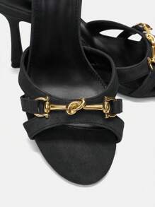 CUCCOO BIZCHIC Ladies' High Heeled Sandals For Summer Graduation Heels Prom Heels Vacation Shoes Summer Elegant Basics Business Casual Business Chic Spring Shoes Spring Break Easter For Christmas - Black - View 4