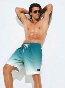 Surfspeed Shorts de playa casuales con estampado degradado para hombres, Bañadores verdes para hombres, Trajes de baño turquesa para hombres - Multicolor - Ver 4