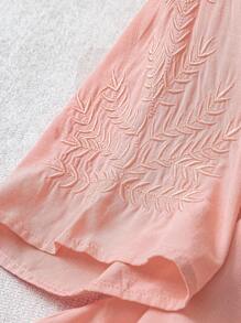 EMERY ROSE Blusa casual de manga 3/4 con bordado para mujer talla grande, de verano y otoño, para vacaciones, en color rosa, sencilla y de moda para uso diario, con vibras de vacaciones, para primavera, uso casual, estilo bohemio, cómoda y transpirable, para salir - Rosa - Ver 5
