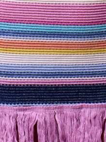 MUSERA 流苏下摆条纹圆领无袖迷你连衣裙 夏季伊比沙岛度假可爱节日海滩装 波西米亚风 度假约会之夜 外出生日晚宴 - 粉色 - 查看 6