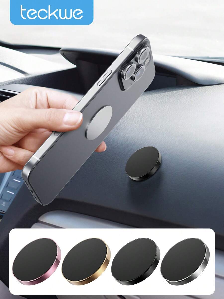 Teckwe Suport magnetic mini pentru telefon, suport multifuncțional pentru navigație auto, suport pentru bord auto compatibil cu iPhone, telefon Android, accesorii auto, accesorii auto, cadou pentru ziua de naștere, familie, prieteni, negru