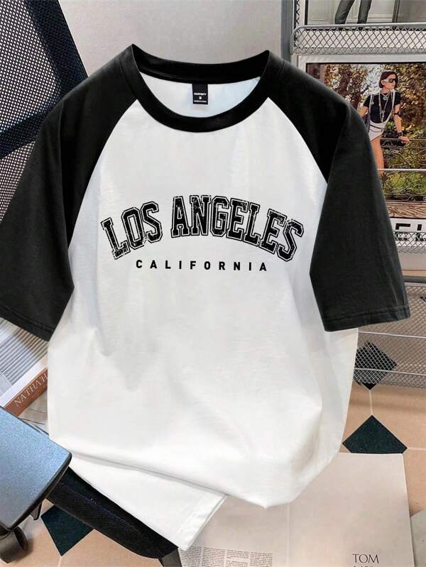 Manfinity Joysei 男式黑白双色插肩袖 T 恤