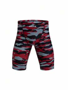 Manfinity KASUA Men Camo Print Letter Embroidery Swim Trunks