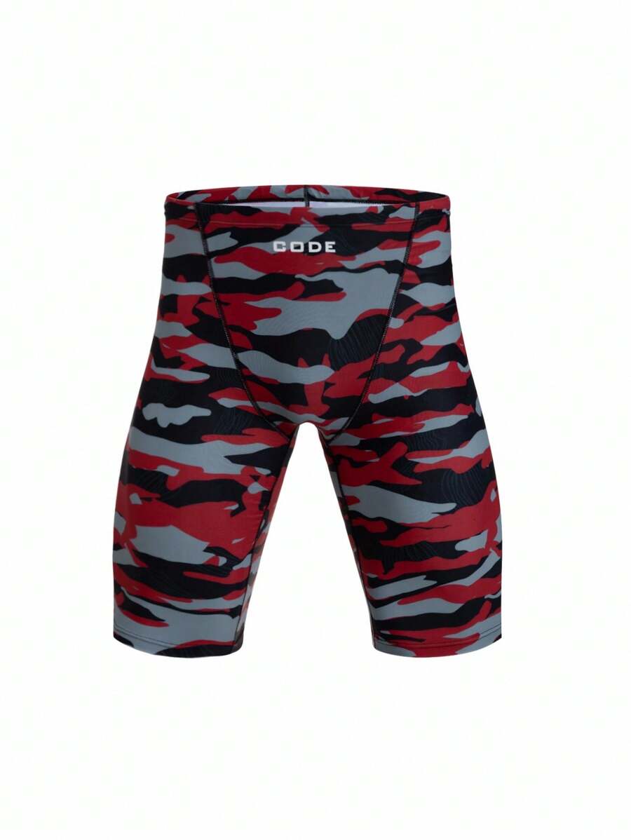 Manfinity KASUA Men Camo Print Letter Embroidery Swim Trunks