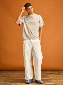 Musero 圆领宽松短袖品牌细节印花T恤，春夏必备单品 - 灰色 - 查看 3