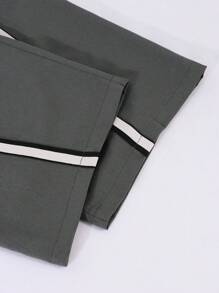 SHEIN Casual Letter Webbing Patchwork Slit Straight Leg Pants For Teen Boy Chic For Autumn/Winter Fall - Grey - View 6