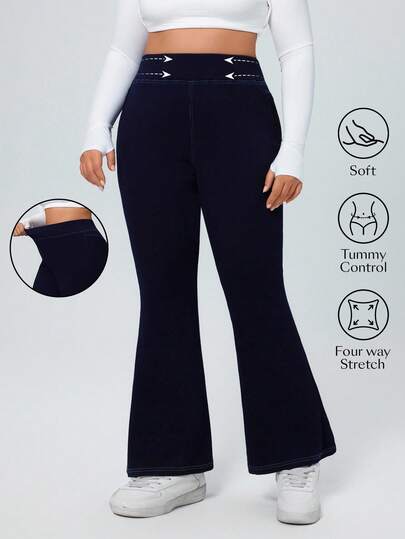 Flexra Plus Size Solid Color Flare Leg Stretchy Skinny Jeans