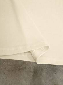 Manfinity Dauomo 夏季男士休闲标语印花短袖T恤 - 卡其色 - 查看 4