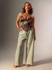 Denimoi Áo hở lưng họa tiết da báo cỡ lớn - Nhiều màu - Xem 2