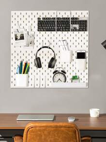 1Pc Nail Board With Hooks And Accessories, Wall Mounted Storage Shelves For Bedrooms, Bathrooms, And Study Rooms, Steel Plate Structural Panels, White Steel Plate Backup, HIPS Steel Plate For Dual Room Process Rooms And Vehicle Rooms, HIPS Nail Board Easy To Install, Bathroom Organizer