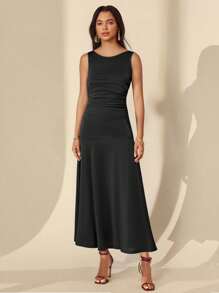 TrendSteals Women Elegant Sleeveless Maxi Knitted Dress - Black - View 7