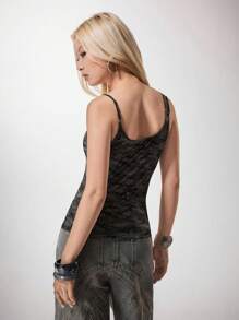 Vecteezy Olive Green Camouflage Reflective Fabric Asymmetric Design Women's Fitted Cami Top Suitable For Summer Vacation Party Everyday Camo Tank Top Women Camo Tank Top Camo Top Women Camo Top Tank Top Y2K 2000s Cute Top Back To School Club Outfits Women Sexy Going Out Tops - Army Green - View 2