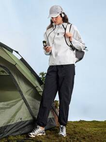 In My Nature 女式插肩袖连帽宽松户外雨衣外套女式风衣外套防水外套女式徒步外套女式防紫外线外套女式短款白色外套女式徒步户外短款外套女式露营登山轻便外套保暖加厚保暖外套