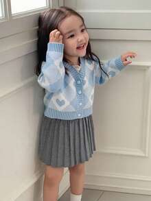 DAZY Gonna plissettata elegante in maglia tinta unita per bambina, autunno/inverno