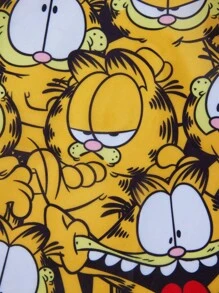 GARFIELD | SHEIN 1 件可爱卡通人物印花涤纶可折叠购物袋、手提袋，配有带珠链的小储物袋，可挂在包上，猫 - 彩色 - 查看 6