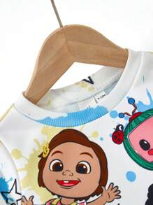 CoComelon X SHEIN Baby Boy Cartoon Portrait Pattern Splatter Autumn Sweatshirt Fall Winter