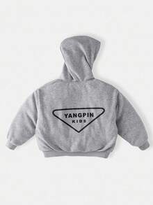 SHEIN Young Girls Oversized Reversible Embroidered Pullover Sweatshirt, Casual, Comfy,In Fall/Winter - Black - View 3