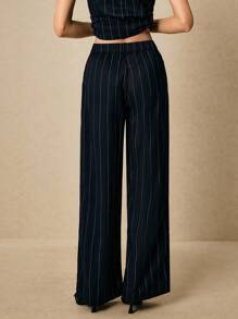 Poéselle 女士休闲条纹阔腿裤，适合通勤