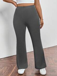 Firerie Pantaloni neri a zampa taglie comode, casual ed eleganti per uso quotidiano e sportivo, in vita alta con tasche e chiusura lampo, skinny, adatti per primavera/estate/autunno - Grigio Scuro - Visualizzare 7