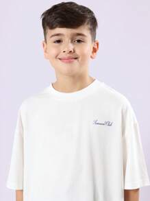 SUMWON T-shirt oversize d'été décontracté avec imprimé palmier sur le dos, design club méditerranéen île, streetwear graphique, vacances paradis de la plage, manches courtes, tenue de loisirs - Blanc - Voir 3