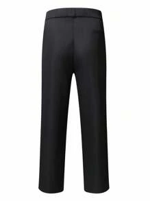 Manfinity Homme Men's Casual Solid Color Slant Pocket Solid Color Formal Long Vacation Loose Dress Pants, Suitable For Husband, Boyfriend Gift