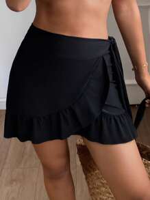Livesso Women's Black Ruffled Wrap Swimsuit Bottom - Black - View 3