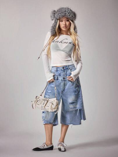 Y2Kool BiGraphic Weißes transparentes Mesh Punk Muse Buchstaben-Muster minimalistisches lässiges Rundhals figurbetontes Damen-Top, geeignet für Herbst- und Winterurlaub, Partys, Alltagstragen, Musikfestivals, Damen-Langarmtops, transparentes Langarmoberteil, grafische T-Shirts für Damen, Y2K 2000er Jahre, süßes Top, Outfits für Schule und Club, sexy Damen