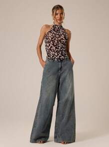 MUSERA 露背吊带混搭动物纹上衣，适合春夏、伊比沙岛、Y2K、酷女孩、音乐节、锐舞派对、度假、夜店等场合，可爱又适合秋季外出。