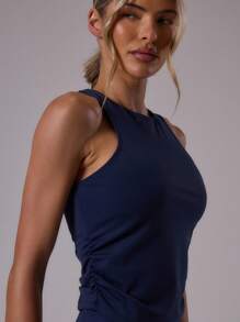 Musera Sport 运动修身侧褶背心，适合运动健身、夏季网球、俱乐部、健身房等场所。 - 寶藍色 - 查看 3