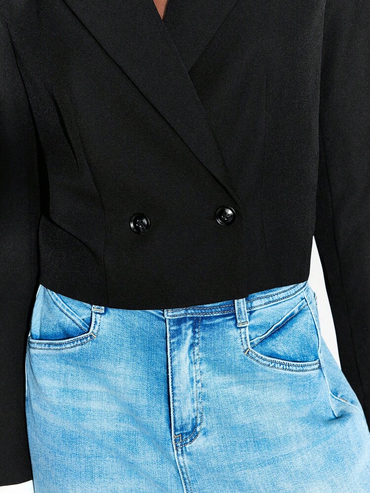 SHEIN Maija Women's Casual Commuting Colorblock Sleeve Blazer Jacket Women Blazers Suit Blazer Set Women Blazers Fall Women Fall Women Autumn Winter Business Casual Woman Office For Women Work Women School Teacher For Women Teacher Shirts Teacher Fall For Women